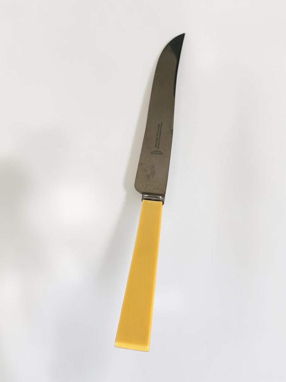Vintage Christopher Johnson Sheffield Knife Yellow Bakelite Firth Stainless